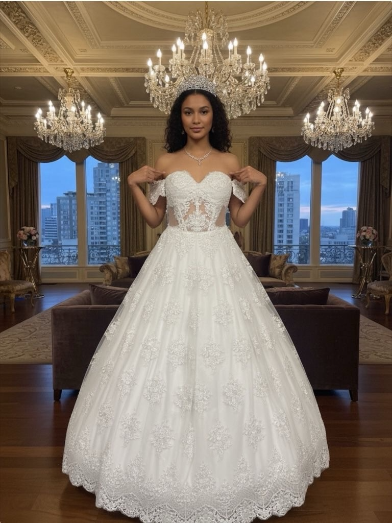 Robe de Mariée princesse "Elowen" en dentelle