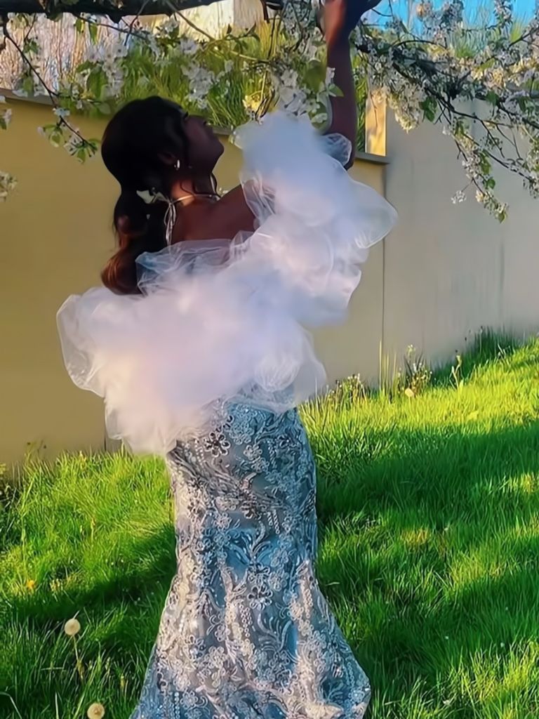 Cape de mariage "Opaline Cloud" en organza vaporeux